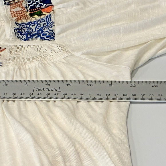 Free People Free Bird Embroidered Hi Lo Peasant Top Sz L Flowy Boho Renaissance‎ - Picture 11 of 13